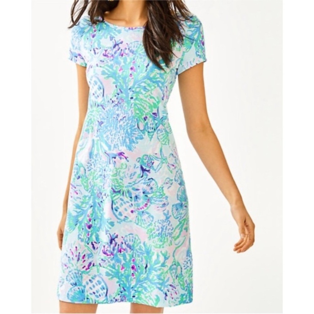Lilly Pulitzer Short Sleeve Marlowe Dress XXS Amethyst Tin Coral Print NWT $98